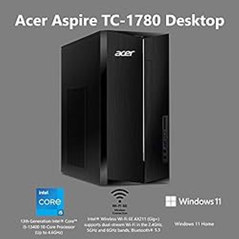 acer Aspire TC-1780-UA92 Desktop | 13th Gen Intel Core i5-13400 10-Core Processor | 8GB 3200MHz DDR4 | 512GB M.2 2280 PCIe Gen 4 SSD | SD...