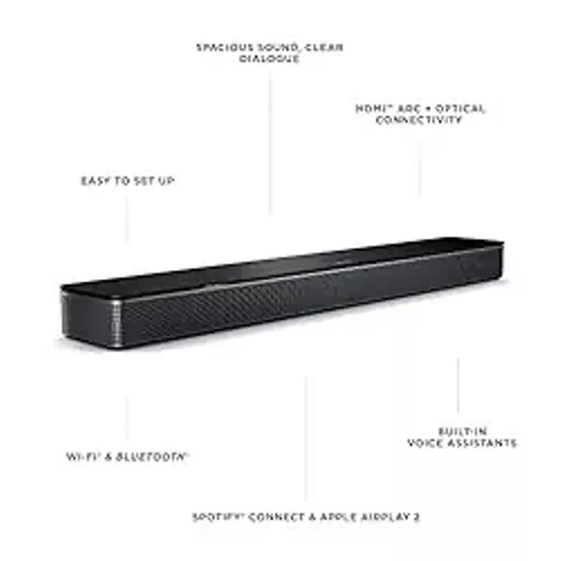 Bose - Smart Soundbar 600 with Dolby Atmos and Voice Assistant - Black