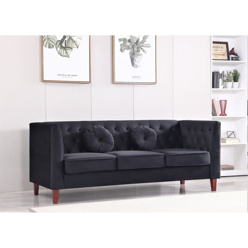 Fancher Kittleson Classic Chesterfield 3 Pieces Livingroom Set - Black