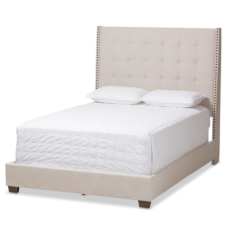 Clay Alder Home Bandai Contemporary Fabric Upholstered Bed - Beige - Queen