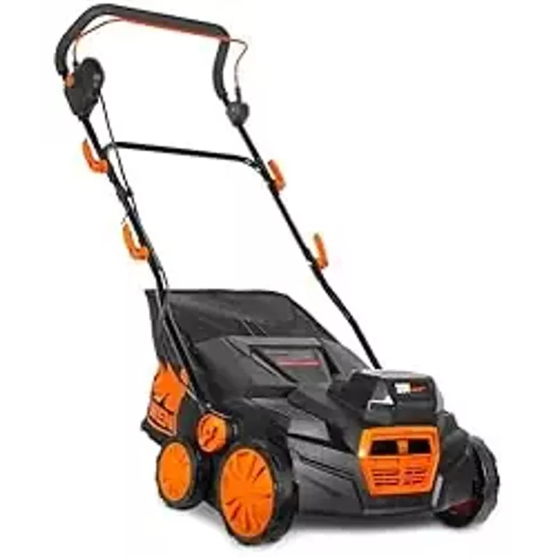 WEN 20V Max Cordless Brushless Electric Dethatcher and Scarifier, 15-Inch 2-in-1 with Collection Bag (20716)