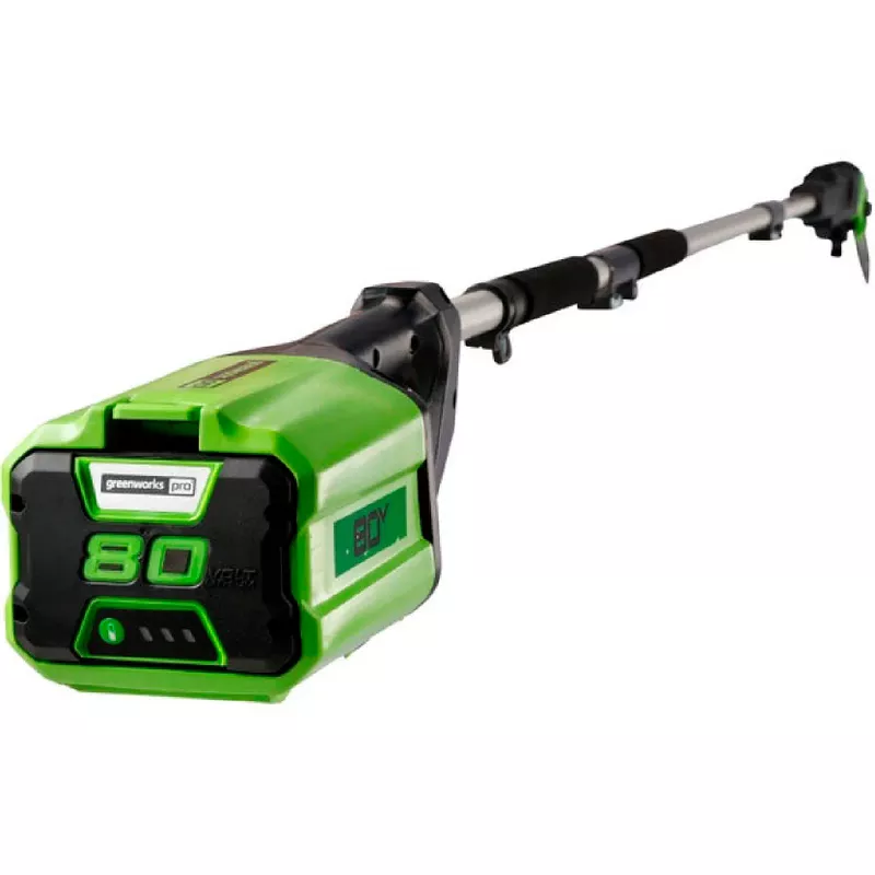 Greenworks - 80-Volt 10-Inch Brushless Cordless Pole Saw with 14.5 foot reach (1 x 2Ah Battery and Charger) - Green