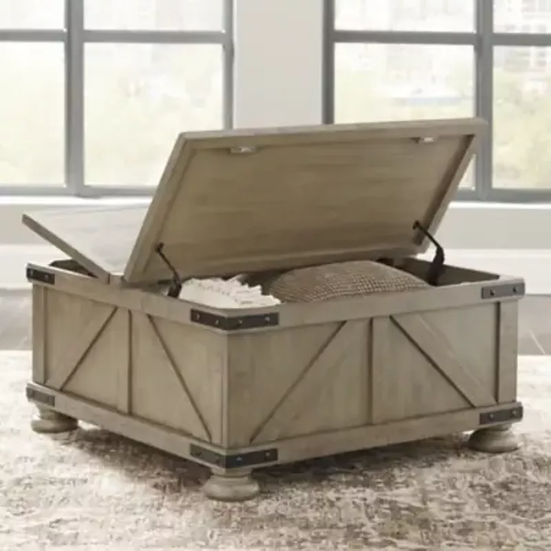 Gray Aldwin Cocktail Table with Storage