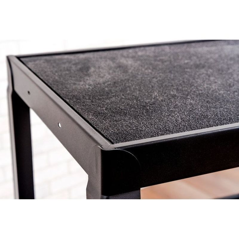 Adjustable Metal Cart w/ Keyboard Tray, Cabinet & Drop Leaf Shelves - Black