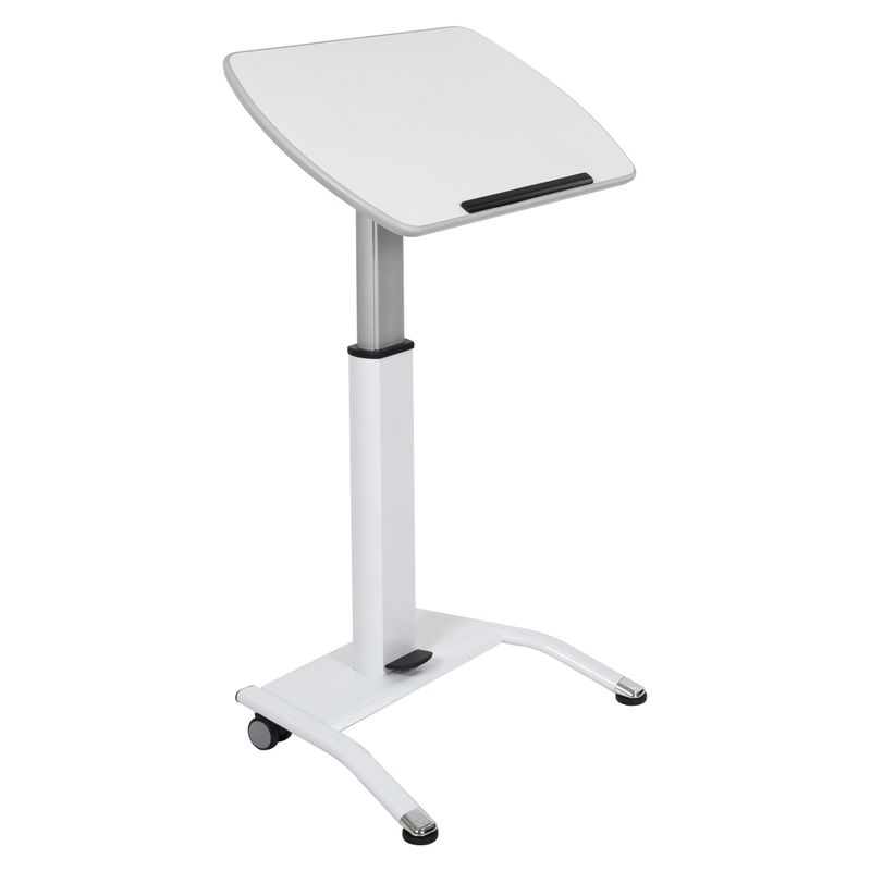 Luxor White Steel Pneumatic Height Adjustable Lectern - 25.5"Wx17"Dx28"-42.5"H