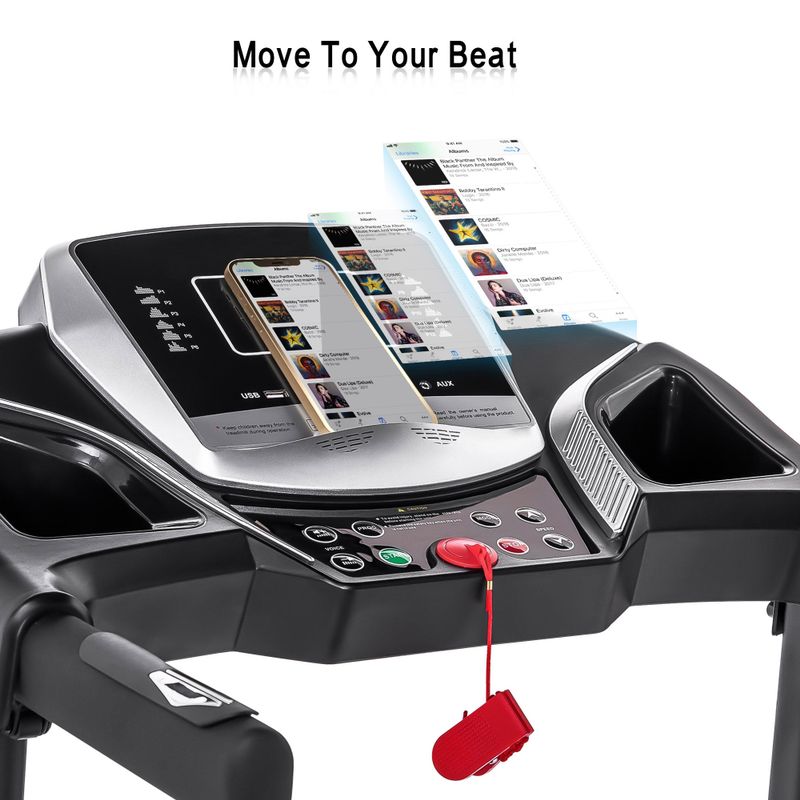 Nestfair Folding Treadmill Electric Running Machine Walking Jogging Machine with 3 Level Incline 12 Preset Programs - Black