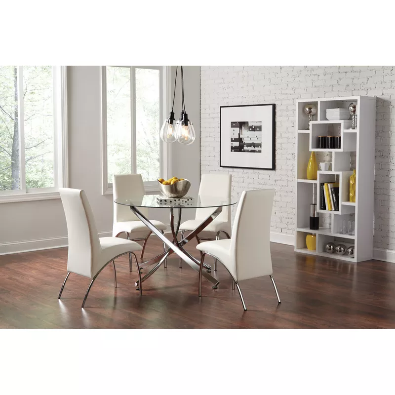 Beckham Round Dining Table Chrome and Clear