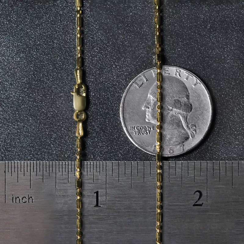 14k Yellow Gold Diamond Cut Alternating Bead Chain 1.5mm (20 Inch)
