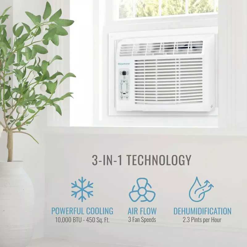 KEYSTONE - 10,000 BTU Window-Mounted Air Conditioner with Follow Me LCD Remote Control