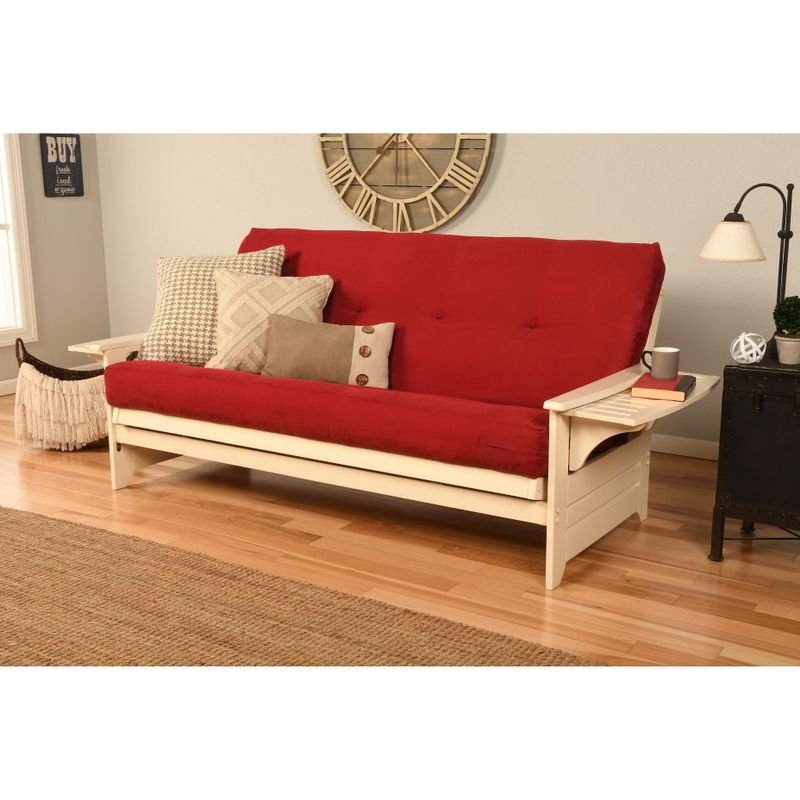 Copper Grove Dixie Futon Frame in Antique White Wood with Innerspring Mattress - Peter's Cabin