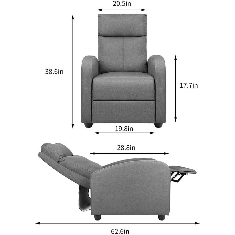 Fabric Recliner Chair Massage Recliner Sofa Chair Adjustable Reclining Chairs Home Theater Single Modern - Brown
