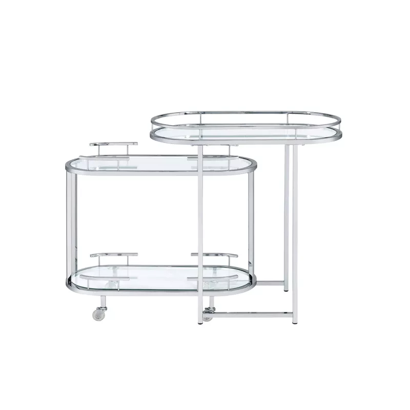 ACME Piffo Serving Cart Set, Clear Glass & Chrome Finish