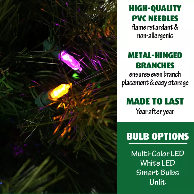 Fraser Hill Farm 6.5' Canyon Pine Tree, Multi-Color/Clear LED Lights, Easy Connect, Remote