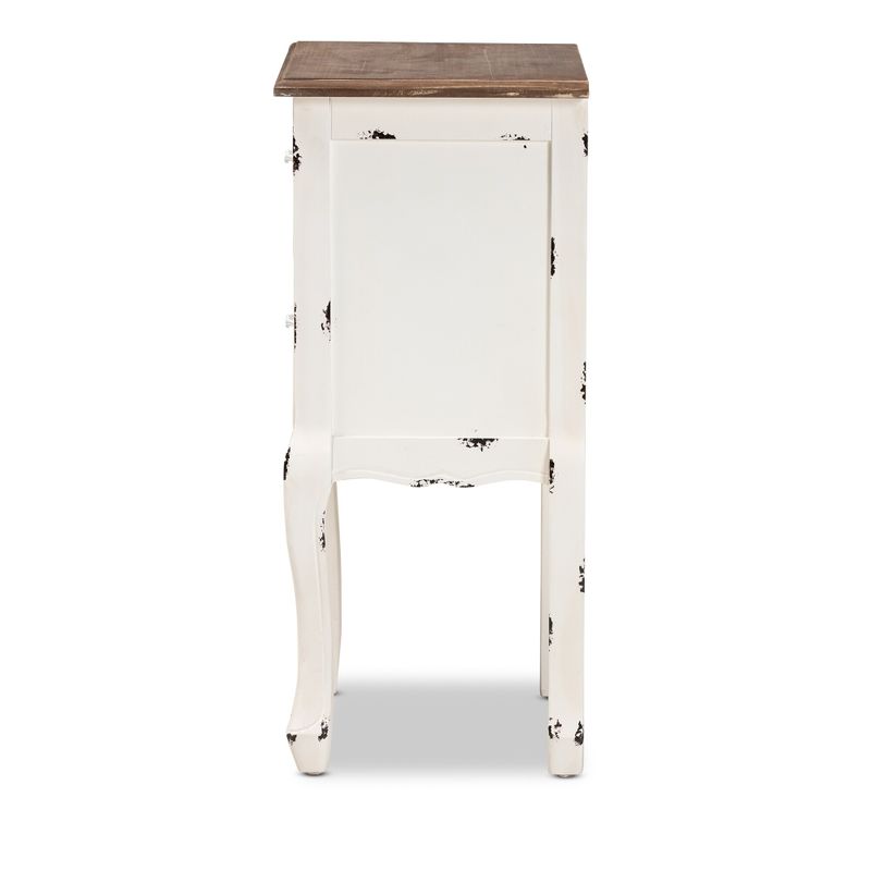 Levron Classic and Traditional Two-Tone Wood Nightstand with 2 Drawers - Antique White