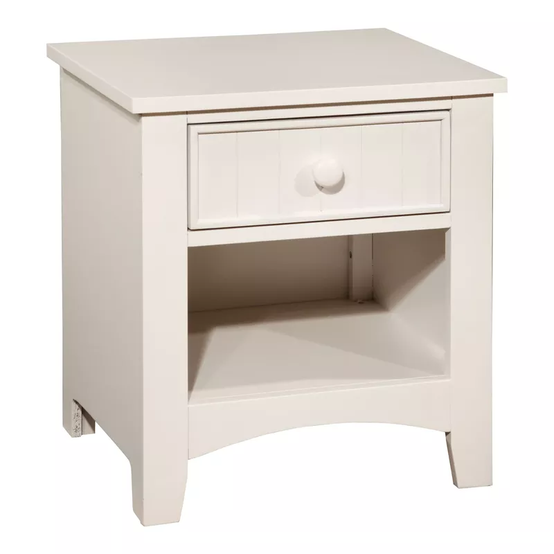 Transitional Solid Wood 1-Drawer Nightstand in White