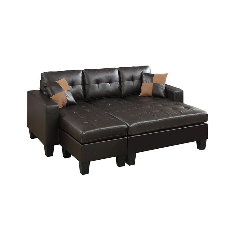 Tufting Sectional Sofa with Ottoman - Blue Grey