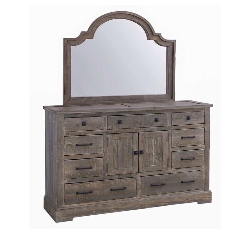 Progressive Meadow Door Dresser and Mirror - Grey - 9-drawer