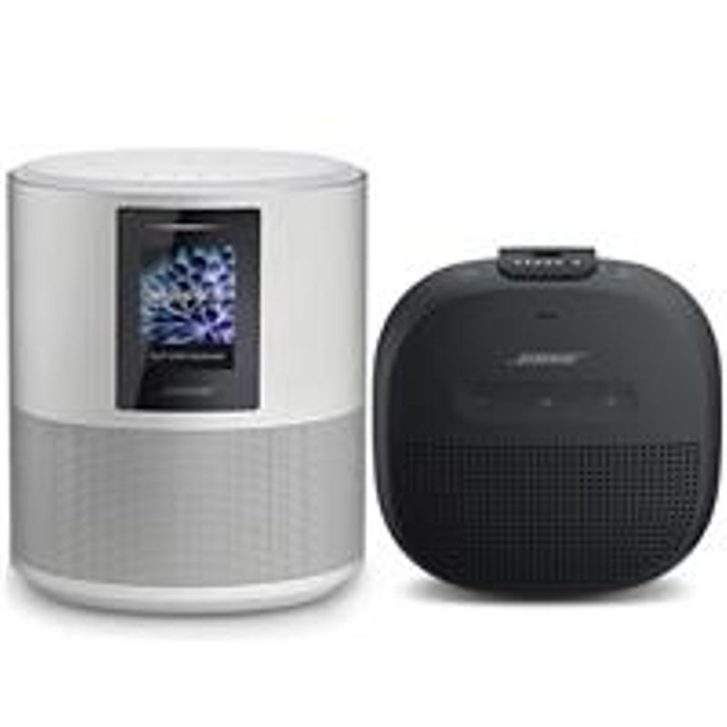 Bose Home Speaker 500 Wireless Speaker with Built-In Amazon Alexa, Luxe Silver - With Bose SoundLink Micro Bluetooth Speaker, Black