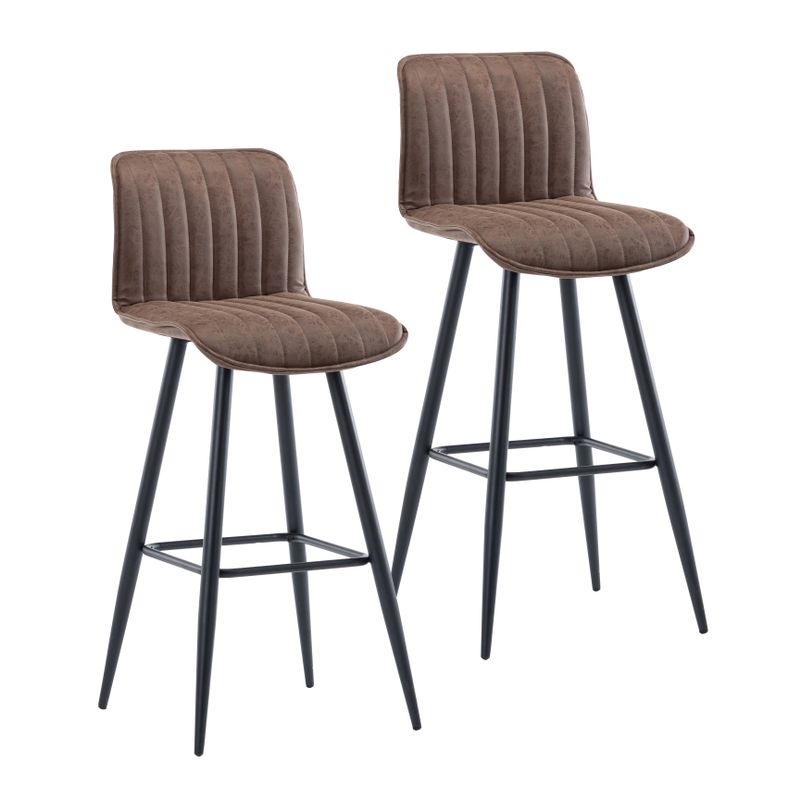 Porthos Home Jada Set Of 2 Counter Height Chairs, PU Leather, Armless - Brown