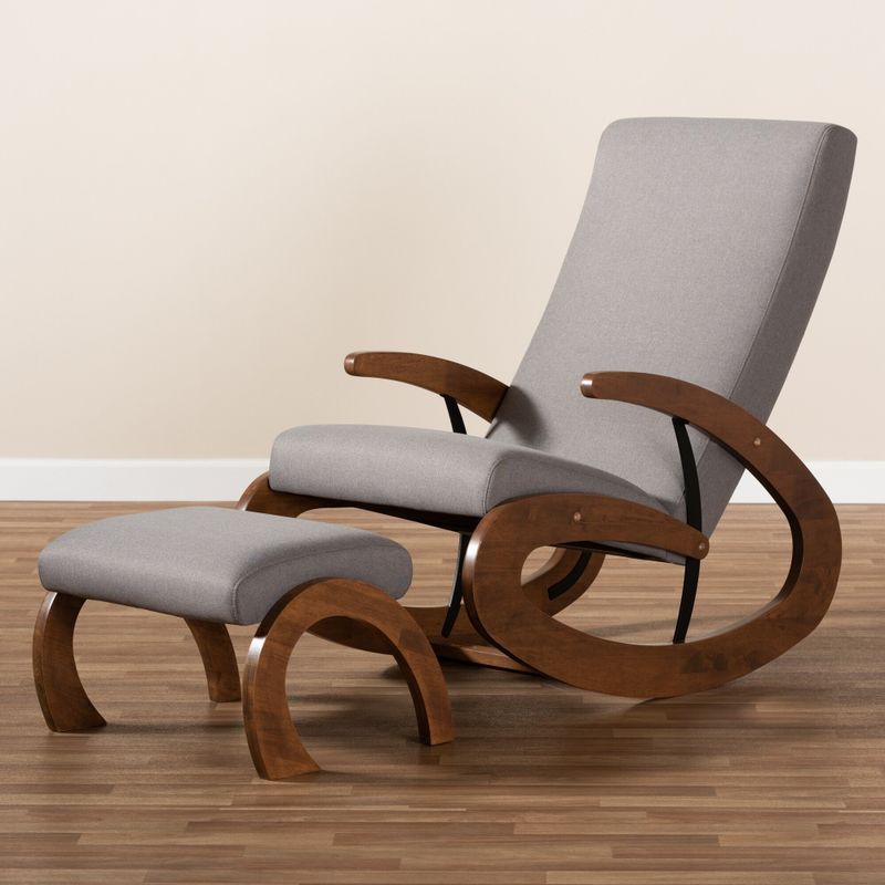 Contemporary 2-Piece Rocking Chair and Ottoman Set - Beige