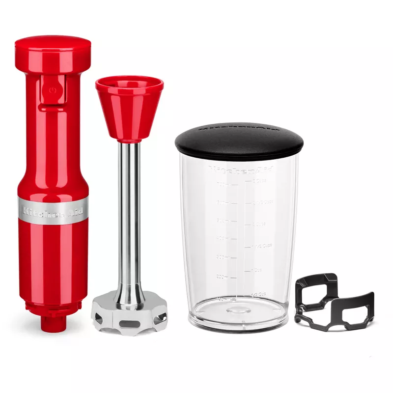 KitchenAid Corded Variable-Speed Immersion Blender in Passion Red with Blending Jar