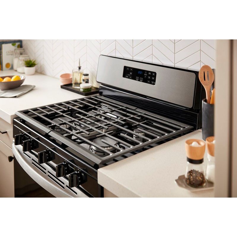 Alt View Zoom 21. Whirlpool - 5.1 Cu. Ft. Freestanding Gas Range with Edge to Edge Cooktop - Stainless steel