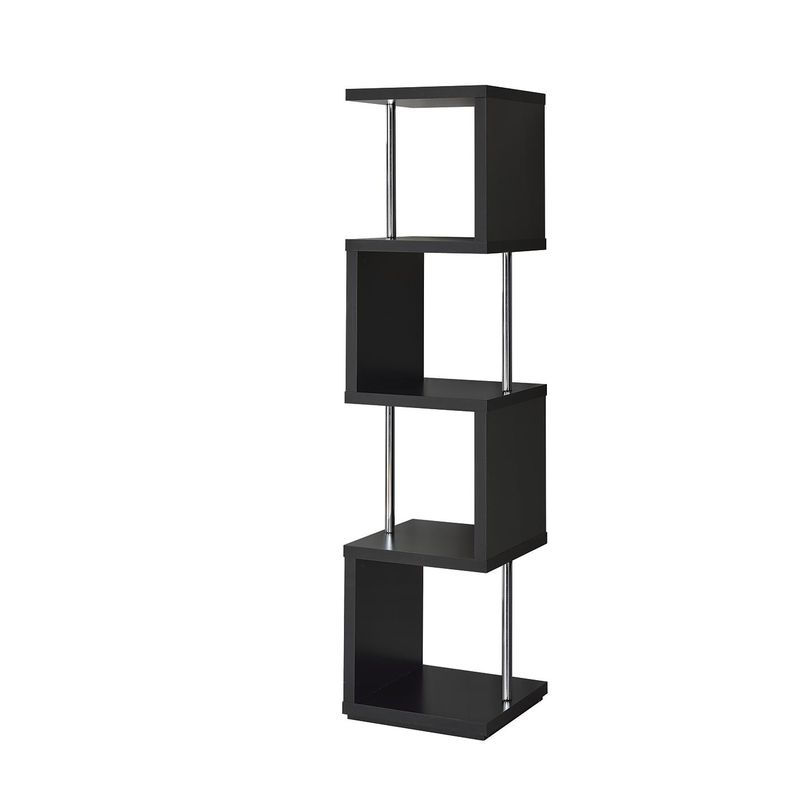 4-shelf Bookcase Black and Chrome