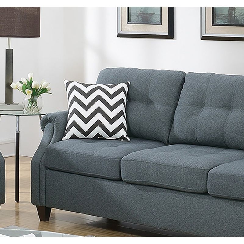 2 Piece Sofa Set With Accent Pillows - Blue Grey