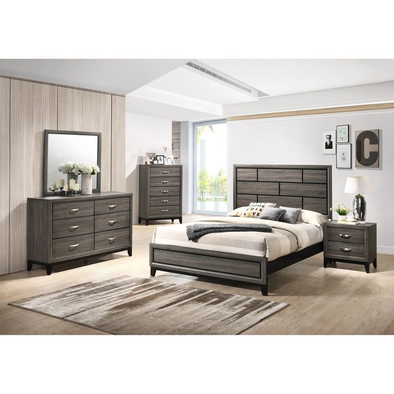 Stout Panel Bedroom Set with Bed, Dresser, Mirror, Night Stand, Chest - Queen