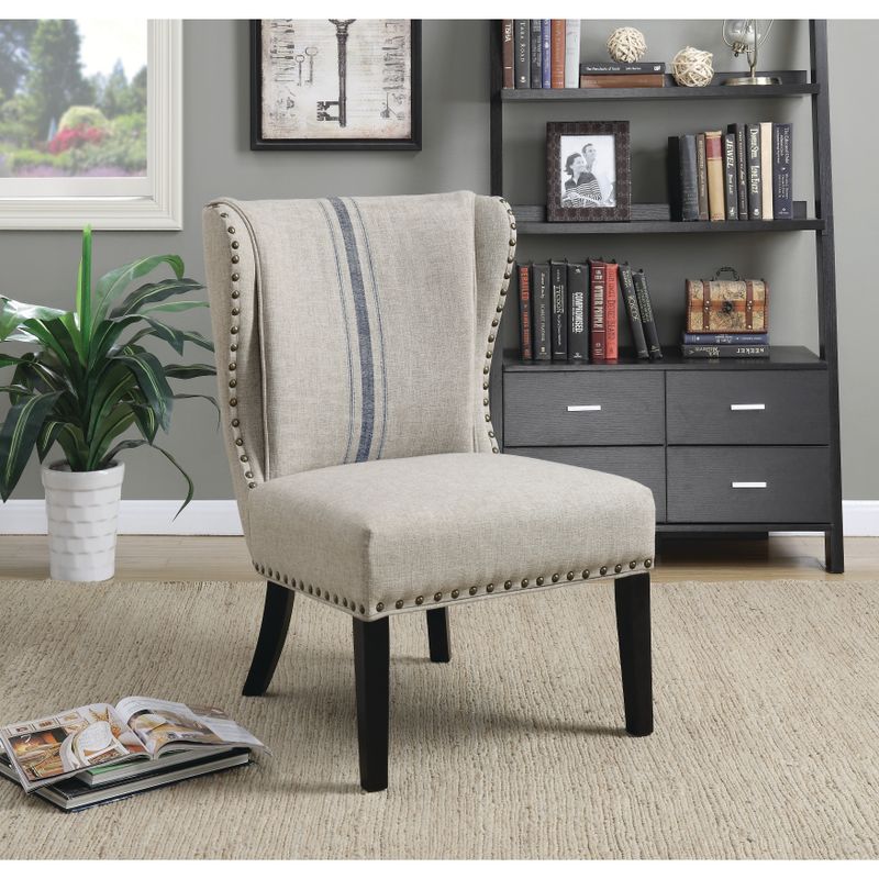Traditional Grey and Blue Accent Chair - 25.75" x 29.50" x 37.50" - Grey/Blue