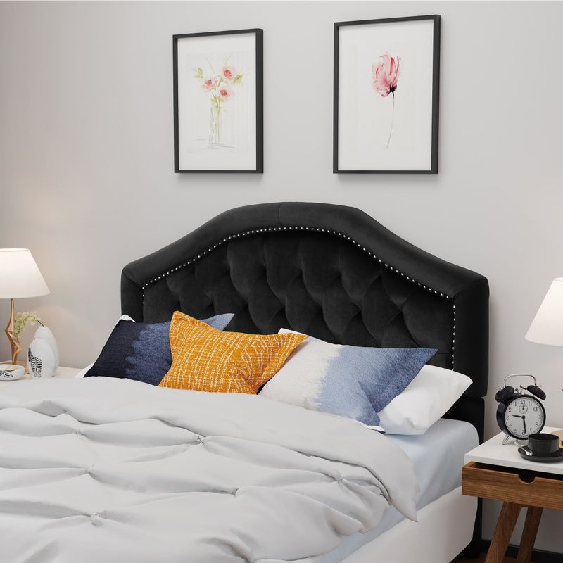 Killian Glam Velvet Full/Queen Headboard by Christopher Knight Home - Black