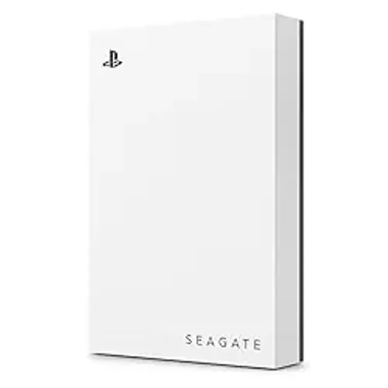 Seagate - Game Drive for PlayStation Consoles 5TB External USB 3.2 Gen 1 Portable Hard Drive with Blue LED Lighting - White