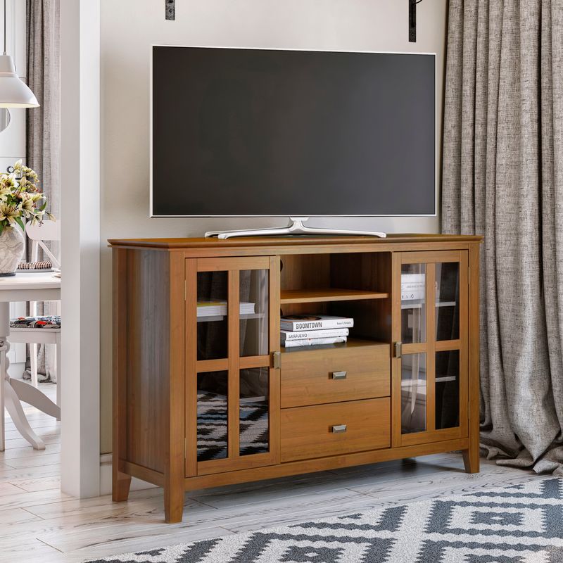 WYNDENHALL Stratford SOLID WOOD 53 inch Wide Contemporary TV Media Stand For TVs up to 55 inches - 53 inch wide - 53 inch wide -...