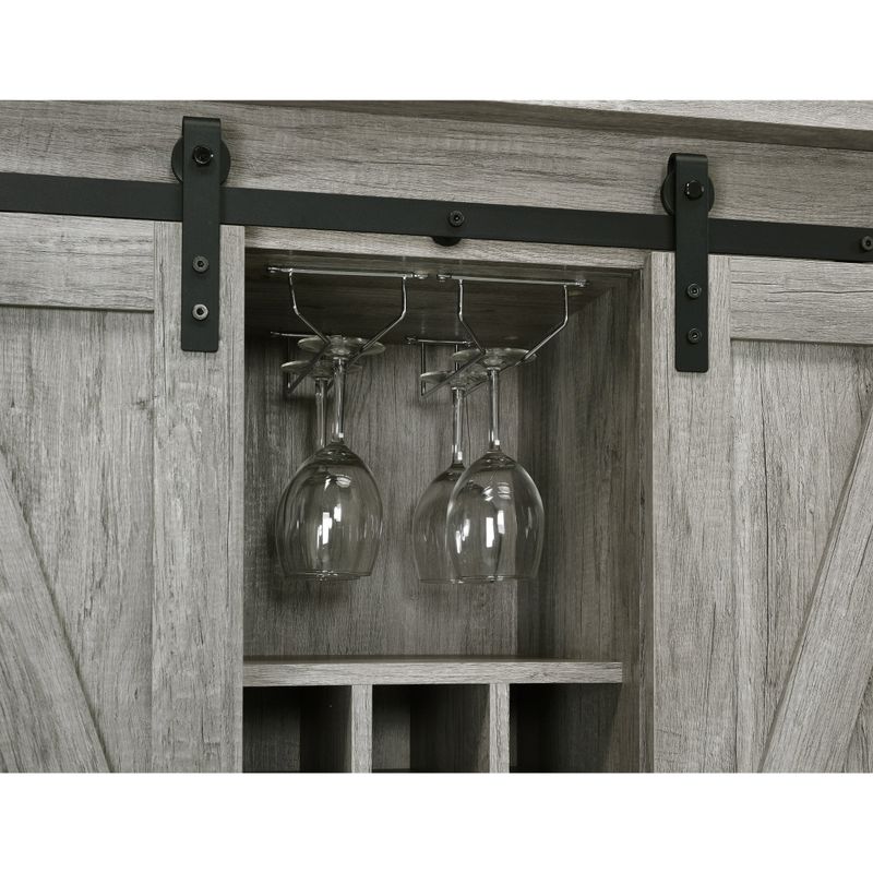 Grey Driftwood Sliding Door Bar Cabinet with Lower Shelf - Grey Driftwood - Metal/Wood