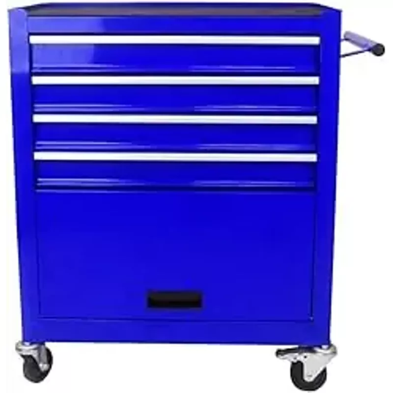 Litake Tool Chest,4 Drawers Multifunctional Tool Cart with Wheels, Metal Rolling Tool Cart Storage Cabinet Organizer with Liner, Parking Brakes, Pull Handle, Garage Workshop Warehouse Repair, Blue