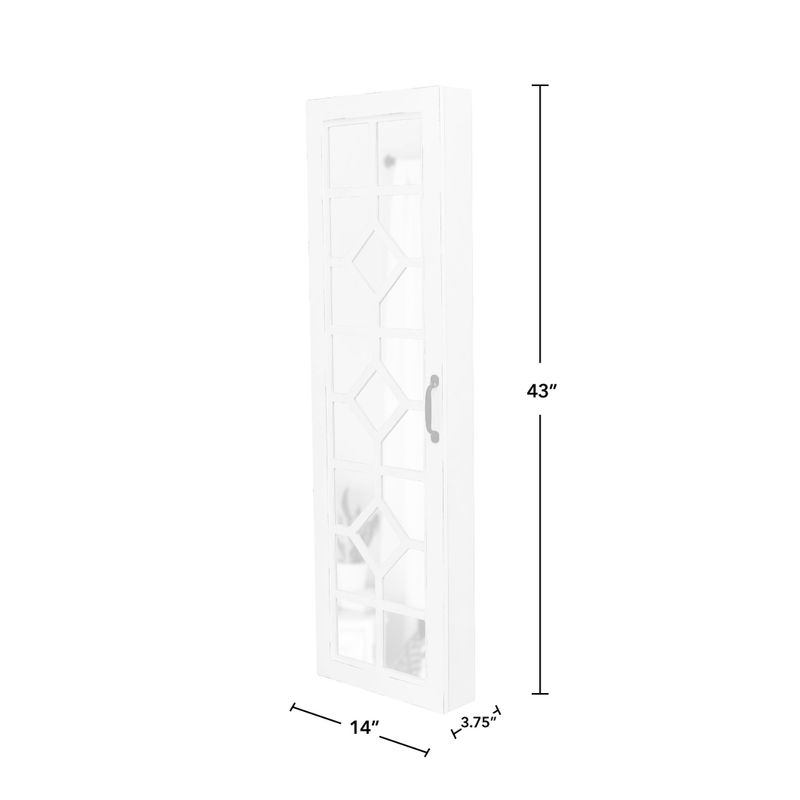 FirsTime & Co. White Eloise Farmhouse Jewelry Armoire, American Crafted, White, Wood, 14 x 3.75 x 43 in - 14 x 3.75 x 43 in - White