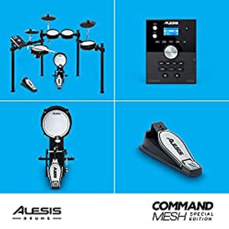 Alesis Drums Command Mesh SE Kit - Electric Drum Set with Quiet Dual Zone Mesh Pads, USB MIDI Connectivity and 600+ Electronic &...
