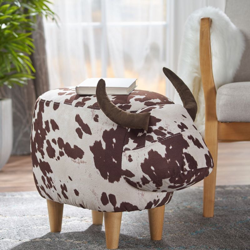 Bessie Fabric Cow Ottoman by Christopher Knight Home - White/Black