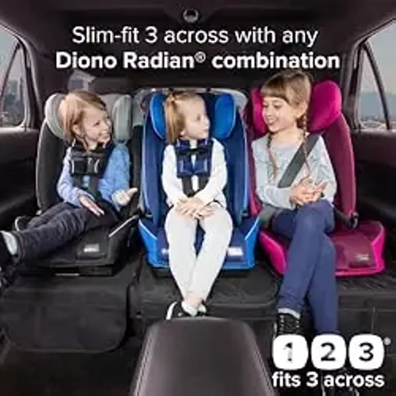 Diono Radian 3RXT Bonus Pack, 4-in-1 Convertible Car Seat, Extended Rear and Forward Facing, 10 Years 1 Car Seat, Slim Fit 3 Across, with 6 Accessories Inc. Baby Car Mirror, Car Seat Protector, Black