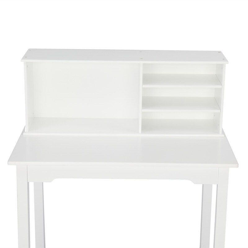 Modern Student Table Kids Desk with 5-layer and Chairs White - White