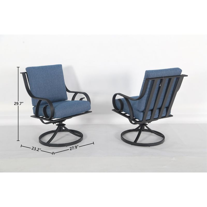 Capri 5pc Steel Dining Set with Fully Cushioned Swivel Rocking Chairs - Denim Blue - 5-Piece Sets