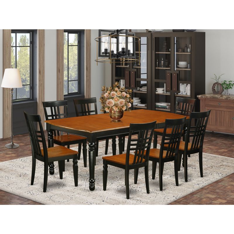 Modern Dining Set - a Dover Table and Wooden Chairs - Black and Cherry Finish (Pieces Options) - DOLG5-BCH-W