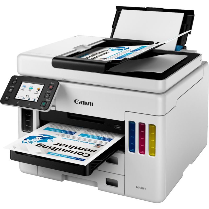 Left Zoom. Canon - MAXIFY MegaTank GX7021 Wireless All-In-One Inkjet Printer with Fax - White