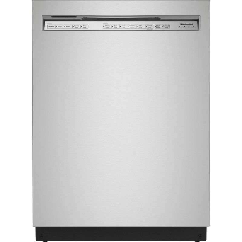 Front Zoom. KitchenAid - 24" Front Control Built-In Dishwasher with Stainless Steel Tub, PrintShield Finish, 3rd Rack, 39 dBA - Stainless st
