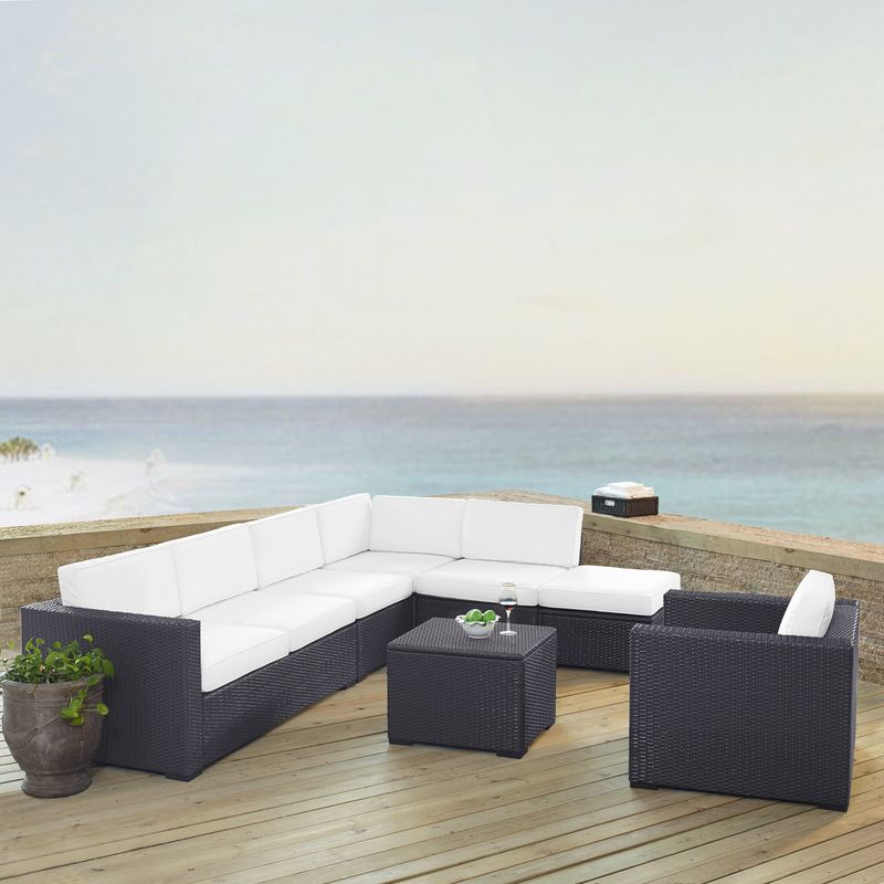 Crosley Furniture Biscayne Mocha Wicker 6-piece Outdoor Seating Set - 6 Piece Outdoor Wicker Seating Set