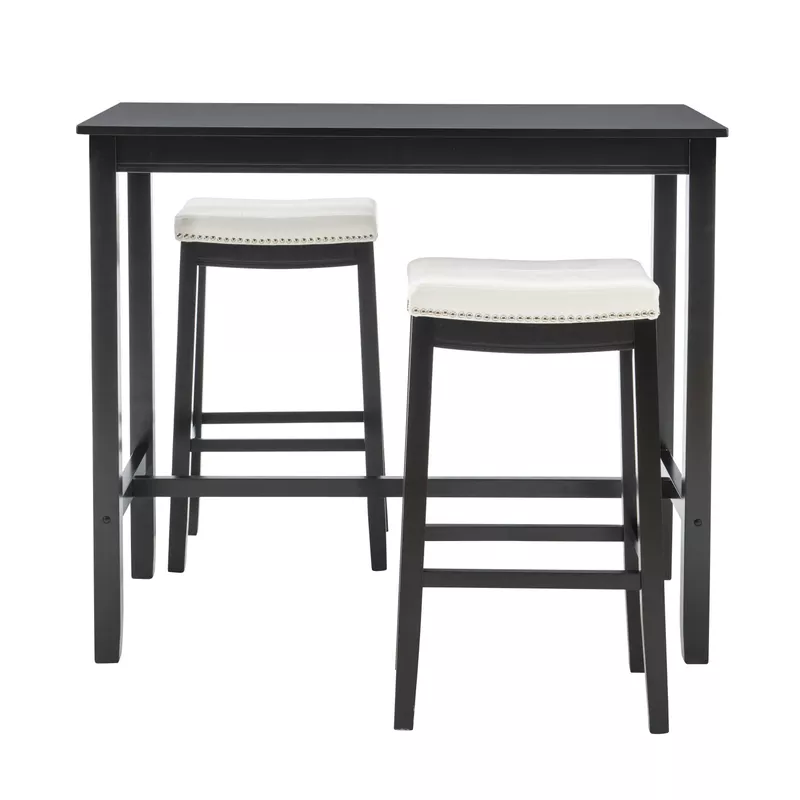 Ansley 3Pc Bar Set Black White