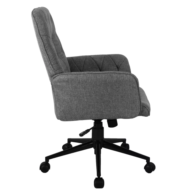 Modern Upholstered Tufted Office Chair with Arms, Grey