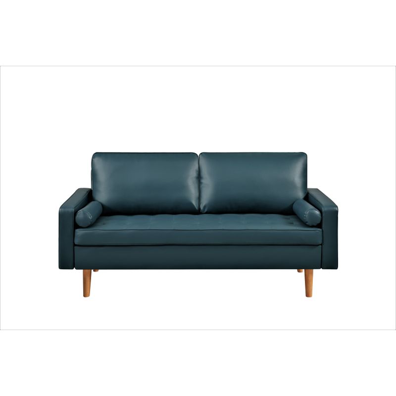Rumaisa 69.7'' Vegan Leather Square Arm Sofa - Dark Ocean Blue
