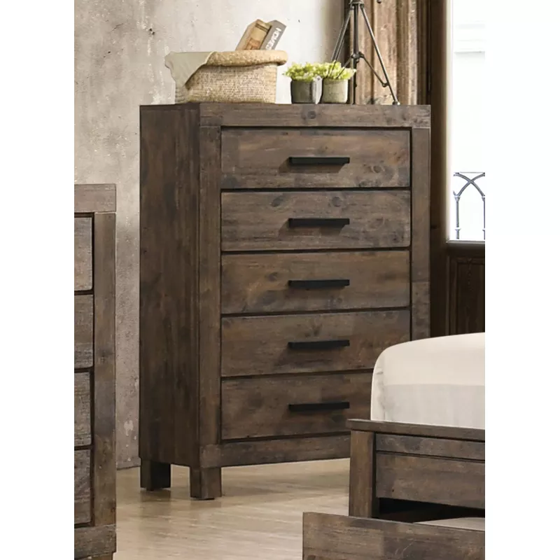 Woodmont 5-drawer Chest Rustic Golden Brown