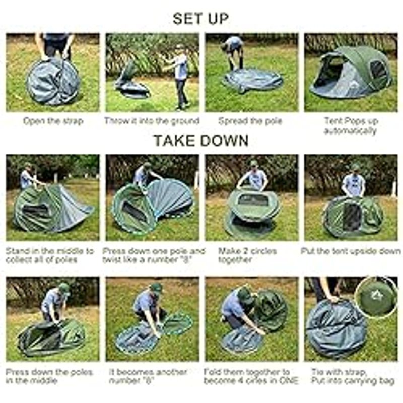 Night Cat Upgraded Pop up Tent 2-4 Persons Easy Setup in 3 Seconds Instant Camping Tent with Porch Automatic Foldable Waterproof Beach...